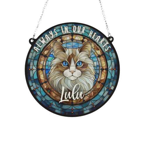 Cat Ragdoll Memorial Stained Glass Effect Suncatcher